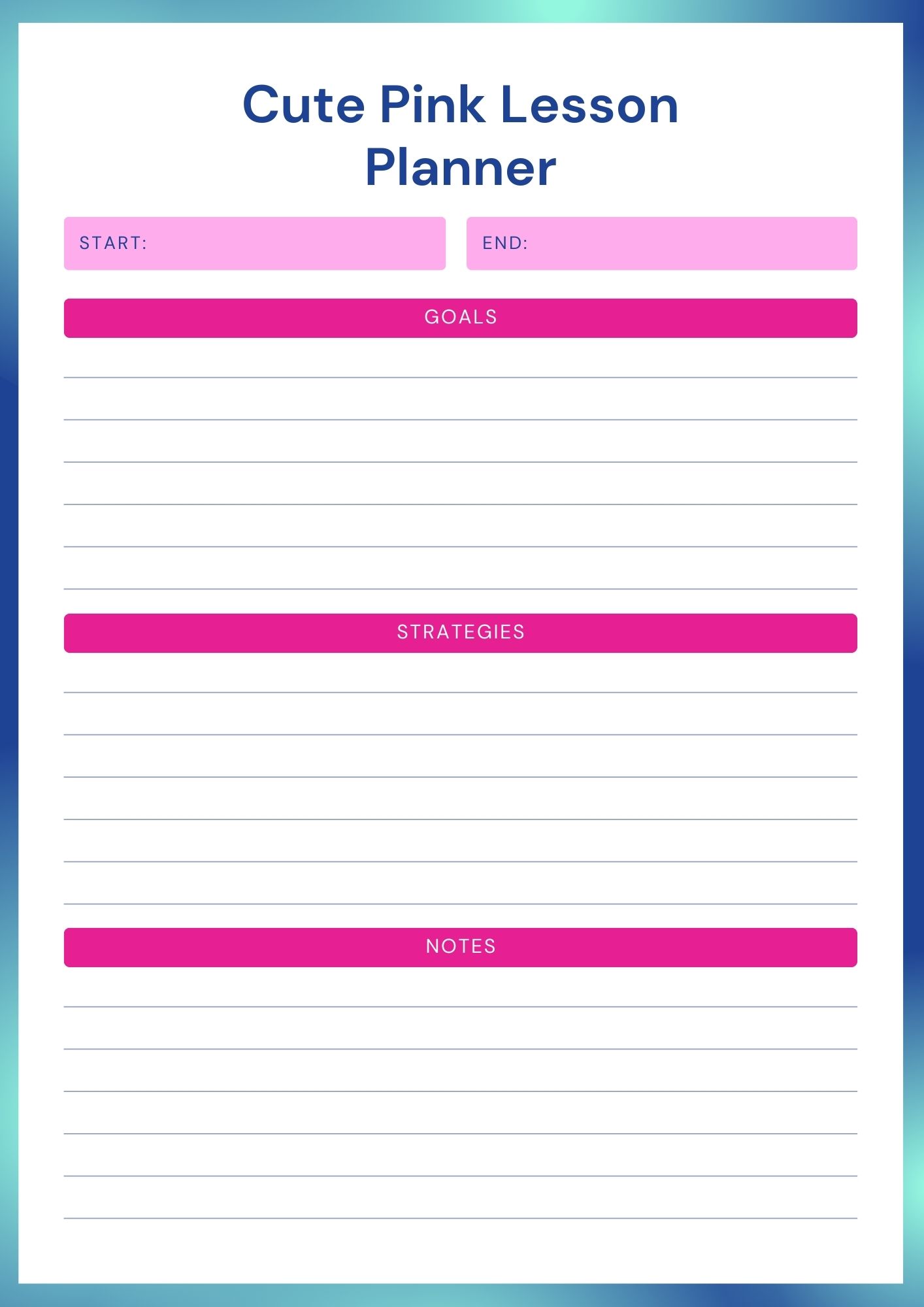 Cute Pink Lesson Planner